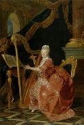Etienne Aubry Victoire de France playing her harp Sweden oil painting artist